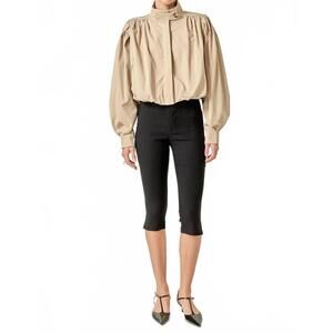 NEW ENGLISH FACTORY shirred trench short coat in baige